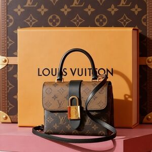 <AUTHENTIC>LV Canvas  Leather Top Handle Bag